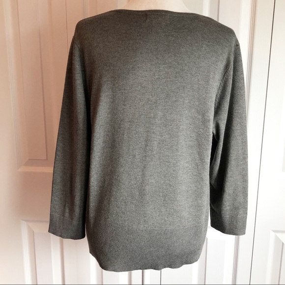 Carmen Marc Valvo Gray Full Zip Sweater Cardigan XL - Picture 11 of 13